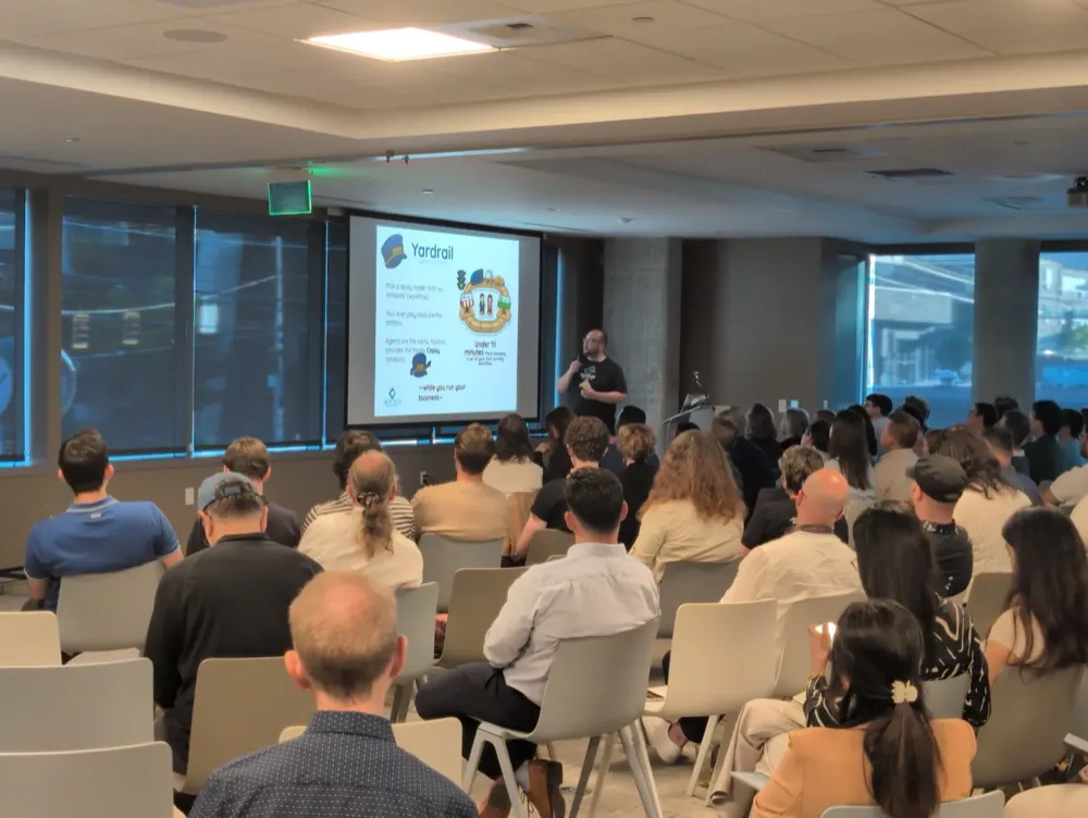 Nigel Sharp presenting Yardrail at a pitch event